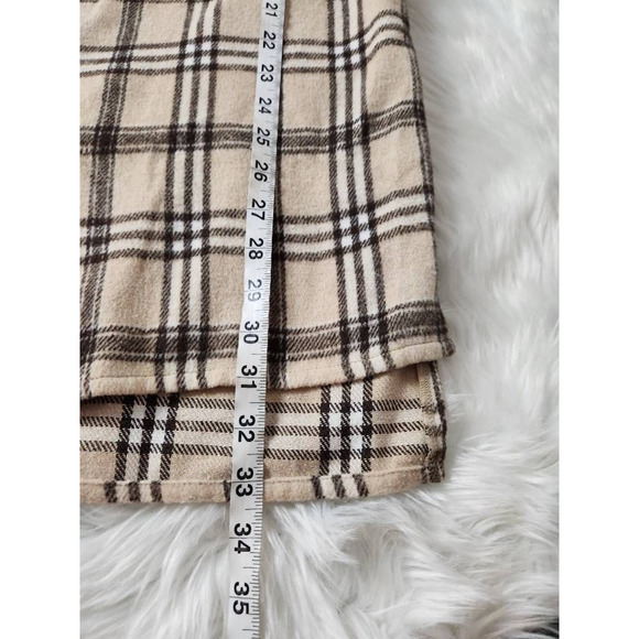 Saints & Hearts Womens Blouse Beige Black Plaid Button Long Sleeve Boyfriend M‎ - Picture 4 of 6